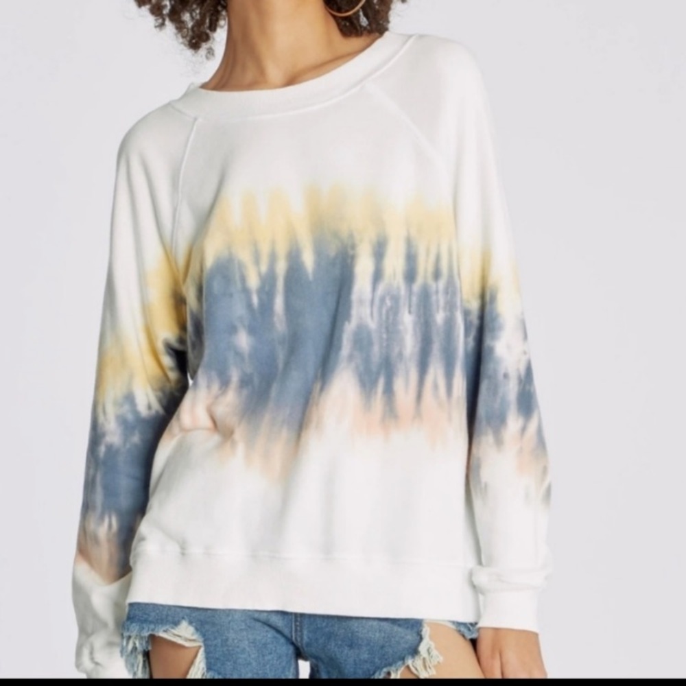 EUC Wildfox Baja Burst Tie-Dye Cotton Crewneck Sweatshirt Size Small USA Made